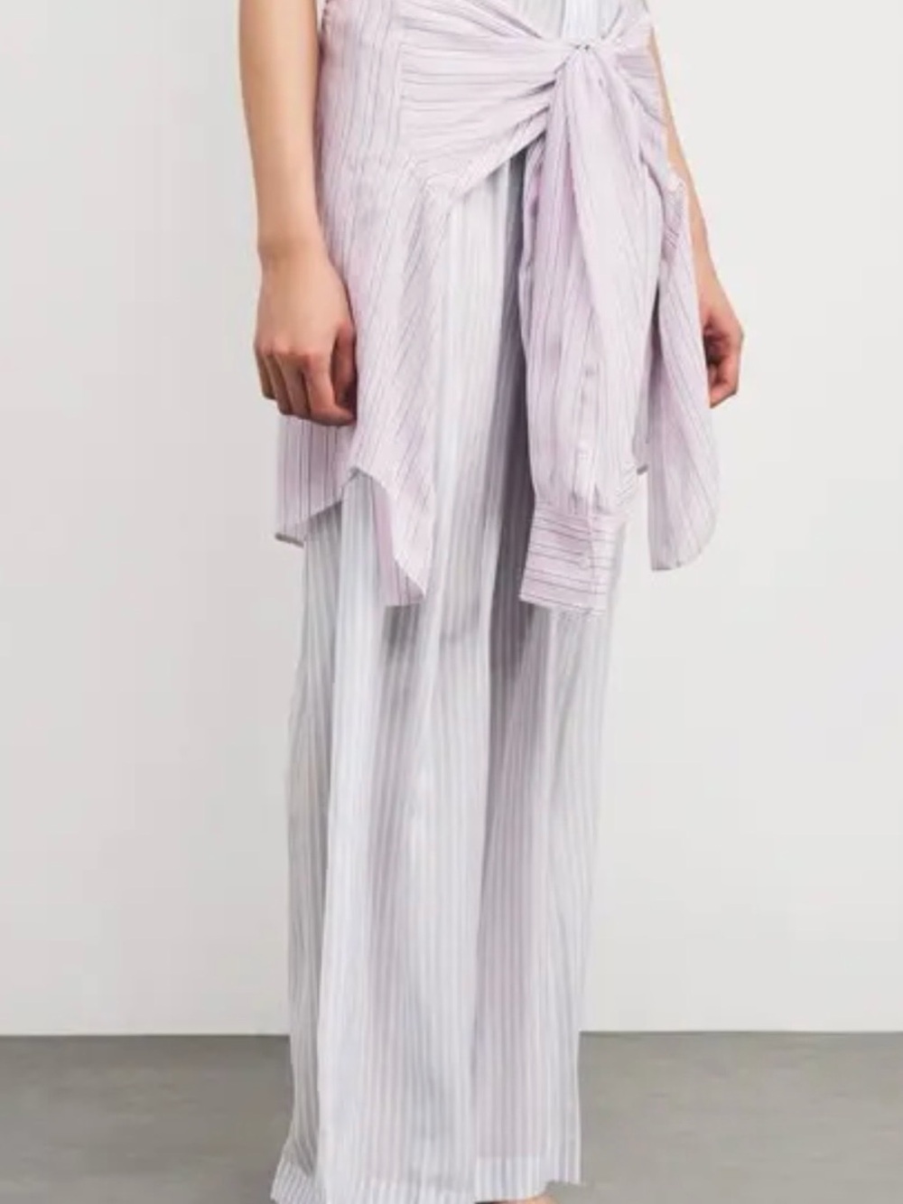 ALEXANDER WANG
Silk Striped Tie-Waist Trousers